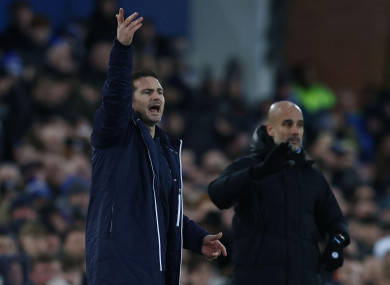 Frank Lampard manager of Everton during the Premier League match at Goodison Park.