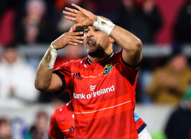 Zebo celebrates his hat-trick try.