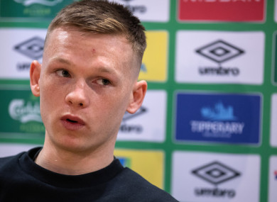 Andy Lyons pictured at the Ireland U21 press conference today.