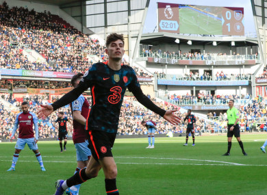 Kai Havertz celebrates a goal.