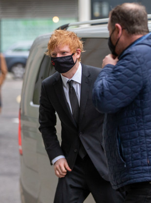 Ed Sheeran arriving at the High Court.