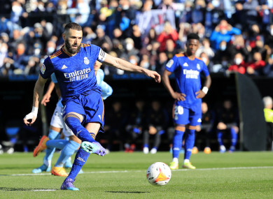 Benzema scores his first penalty.