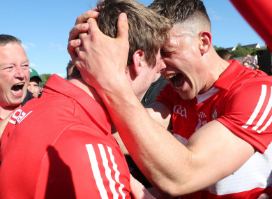 Brendan Rogers and Shane McGuigan celebrate after winning.