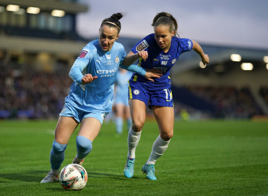 Lucy Bronze in action against Chelsea during the league cup final.