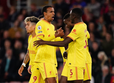 Liverpool's Joel Matip celebrates.