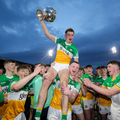 The Offaly team celebrate their win.
