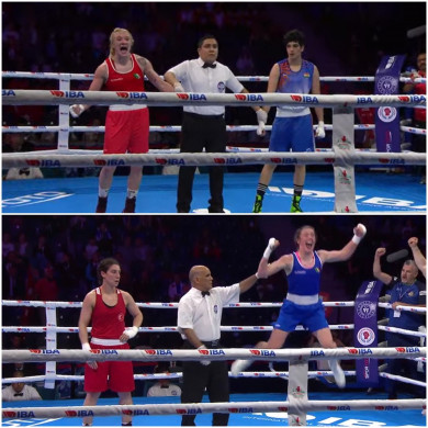 Amy Broadhurst (top) and Lisa O'Rourke (bottom) celebrate their victories.