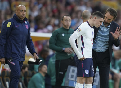 Gareth Southgate with Phil Foden.