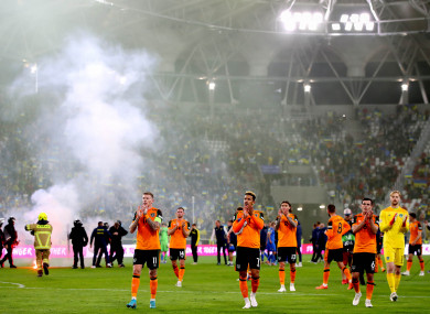 Irish players applaud supporters after the 1-1 draw with Ukraine in Poland earlier this month.
