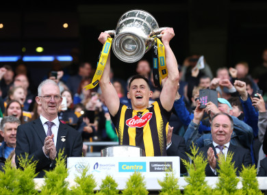 Kilkenny's Richie Reid lifts the cup.