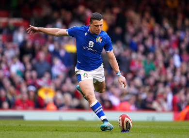 Paolo Garbisi in action for Italy.