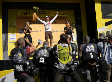 Bob Jungels celebrates after his win.