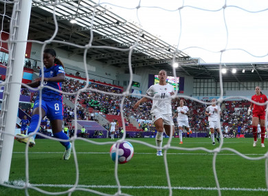 France's Grace Geyoro scoring against Italy.