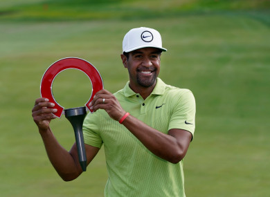 Tony Finau ran away with victory on Sunday to clinch back-to-back tour titles with a five-stroke win at the Rocket Mortgage Classic.