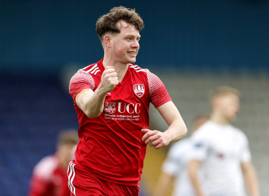 Cian Murphy celebrates scoring a goal.
