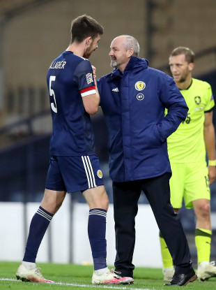 Scotland manager Steve Clarke with Declan Gallagher.