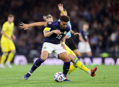 Che Adams in action against Ukraine.