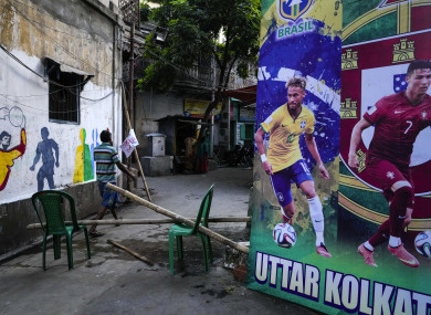 A mural of Neymar and Cristiano Ronaldo in Kolkota, India.