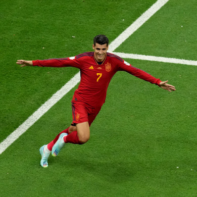 Alvaro Morata celebrates his goal.