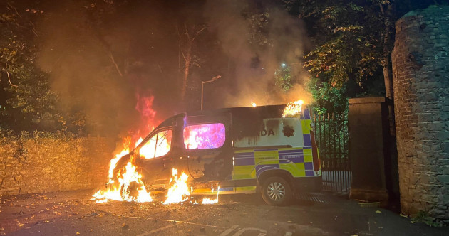 Garda van set alight at large anti-immigration protest in Citywest