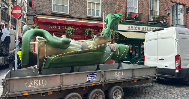 Giant pint-wielding statue of St Patrick taken down from Temple Bar pub after less than a day