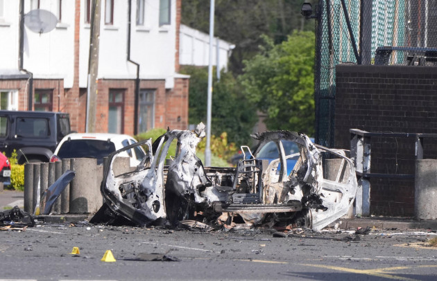 Homes evacuated after car explodes outside police station near Belfast