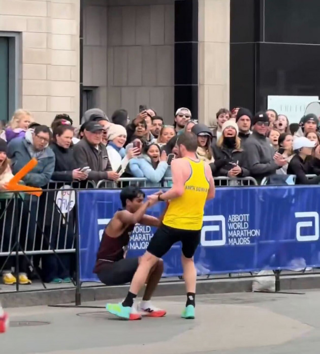 Co Down man misses out on PB to help exhausted runner cross Boston Marathon finish line