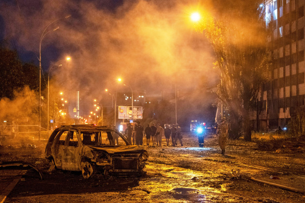 At least nine people dead as Russia hits Ukrainian capital with intense barrage of missiles